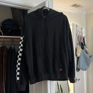 RARE AVIATOR NATION CHECKERED SLEVE BLACK HOODIE